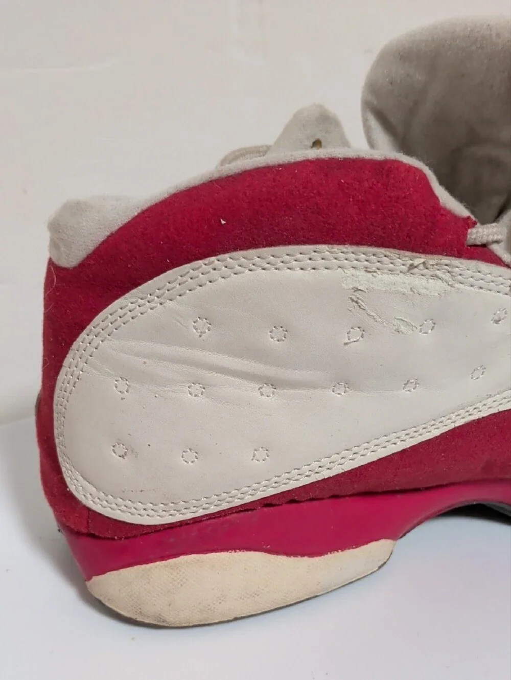 Air Jordan Retro Basketball Sneakers in White, Black & Red
